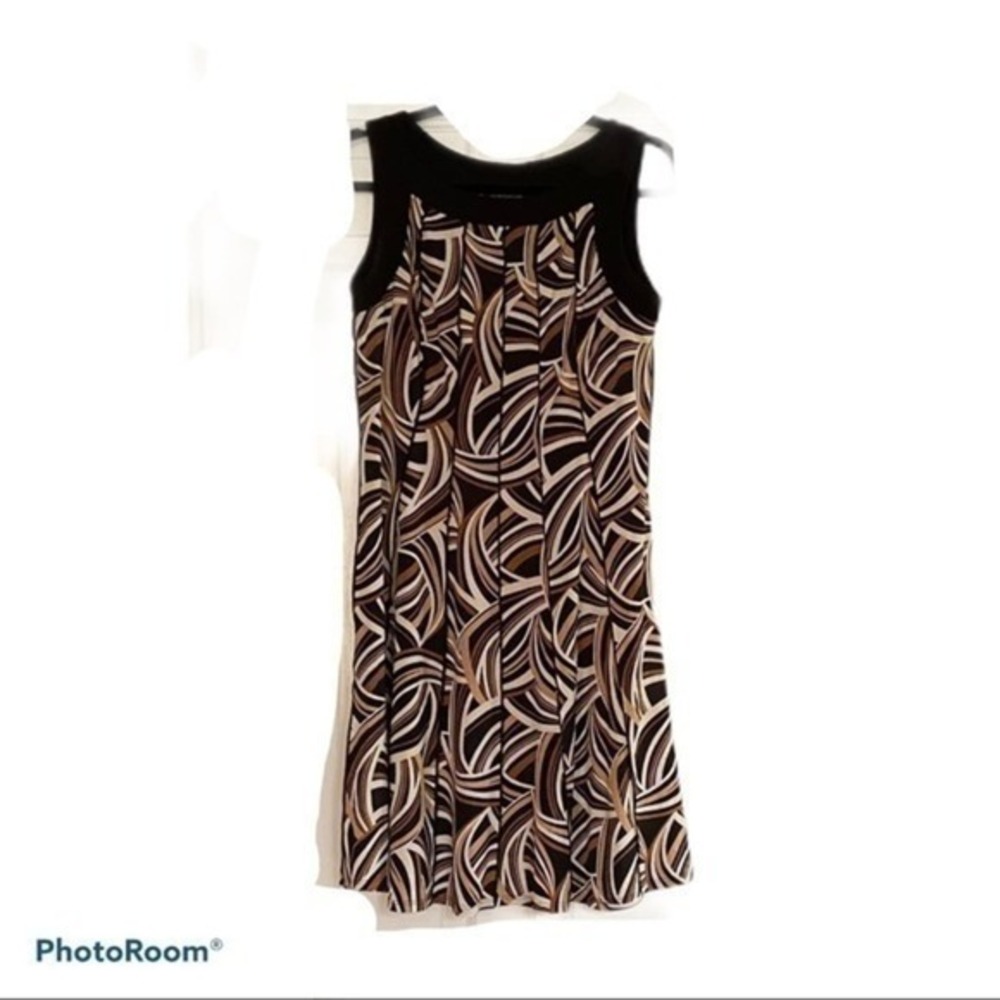 Petite Perceptions‎ Black & Brown Pleated Dress 8P
